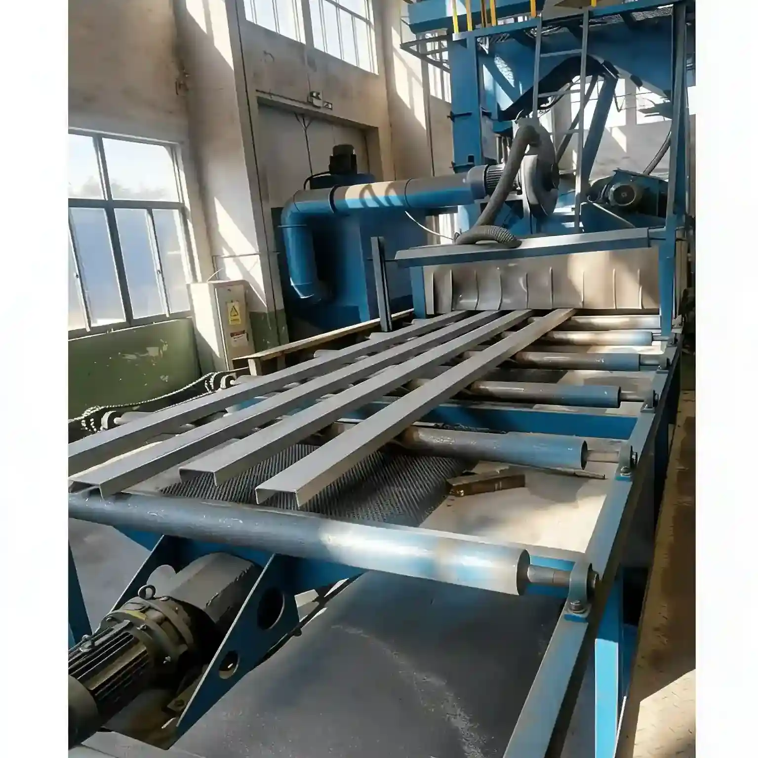 Aluminum profile hot extrusion line for non-ferrous forming and profile preparation.